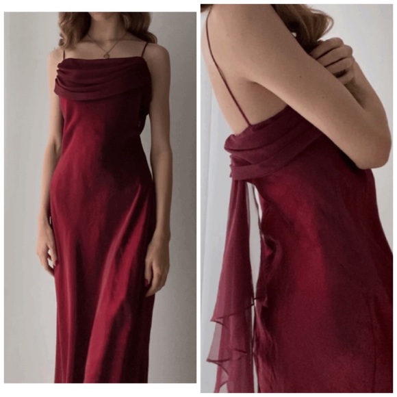 Vintage 90’s Iridescent Crimson Dress Prom Dress Maxi Dress Red Size Large - Picture 7 of 14